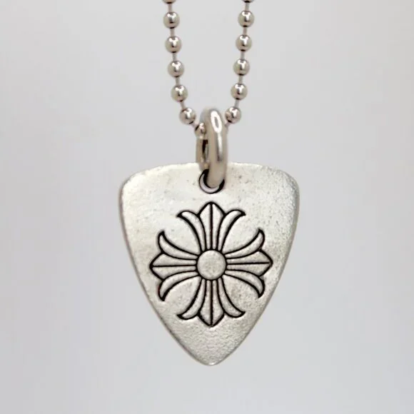Authentic Chrome Hearts Guitar Pick Pendant + Ball Chain Necklace - Picture 1 of 7